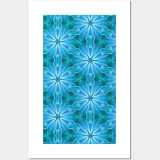 Blue Abstract Star Shapes Pattern Posters and Art